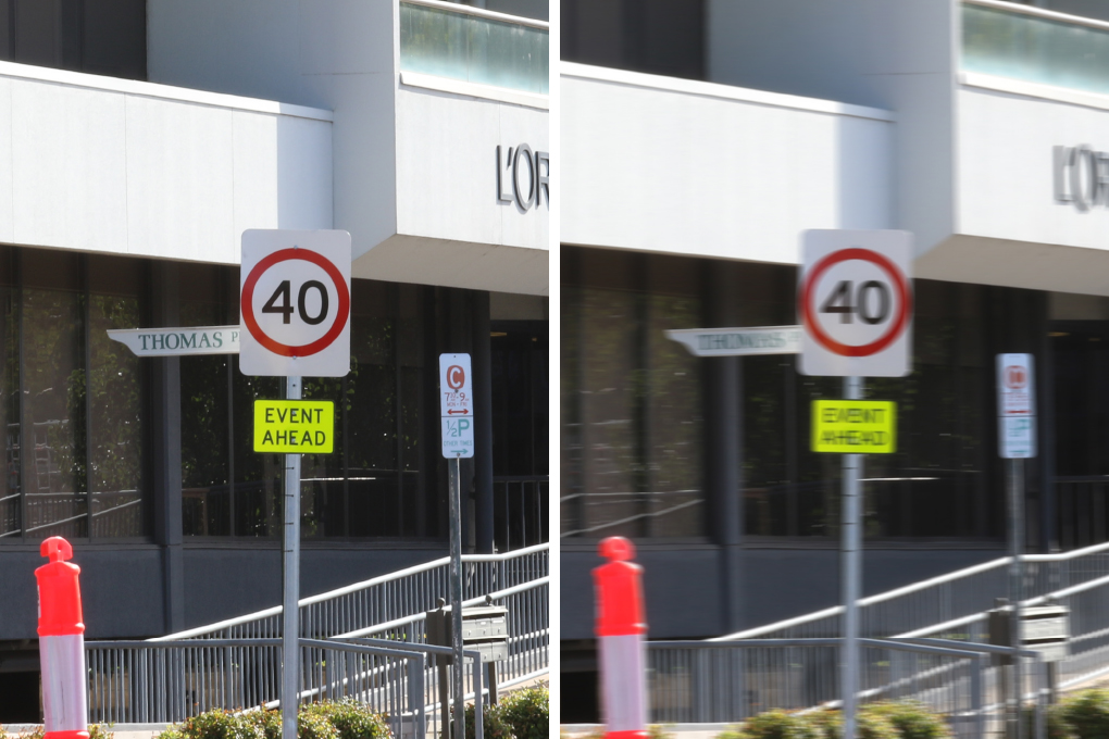 Adelaide Road Signs normal and blurred vision