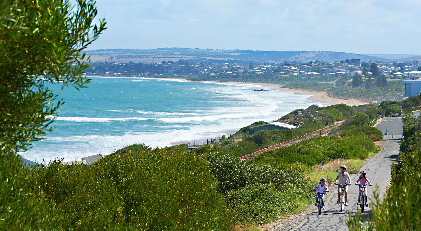 The Encounter Bikeway and sea in the backgroun.