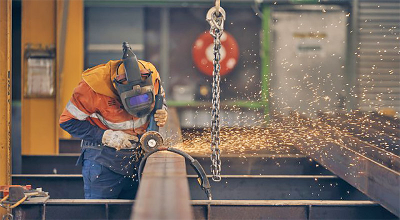 Stobie pole being welded