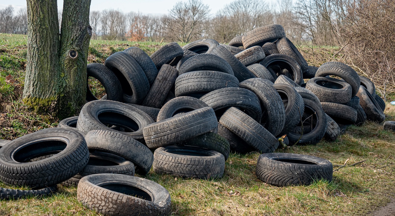 Illegally dumped tyres