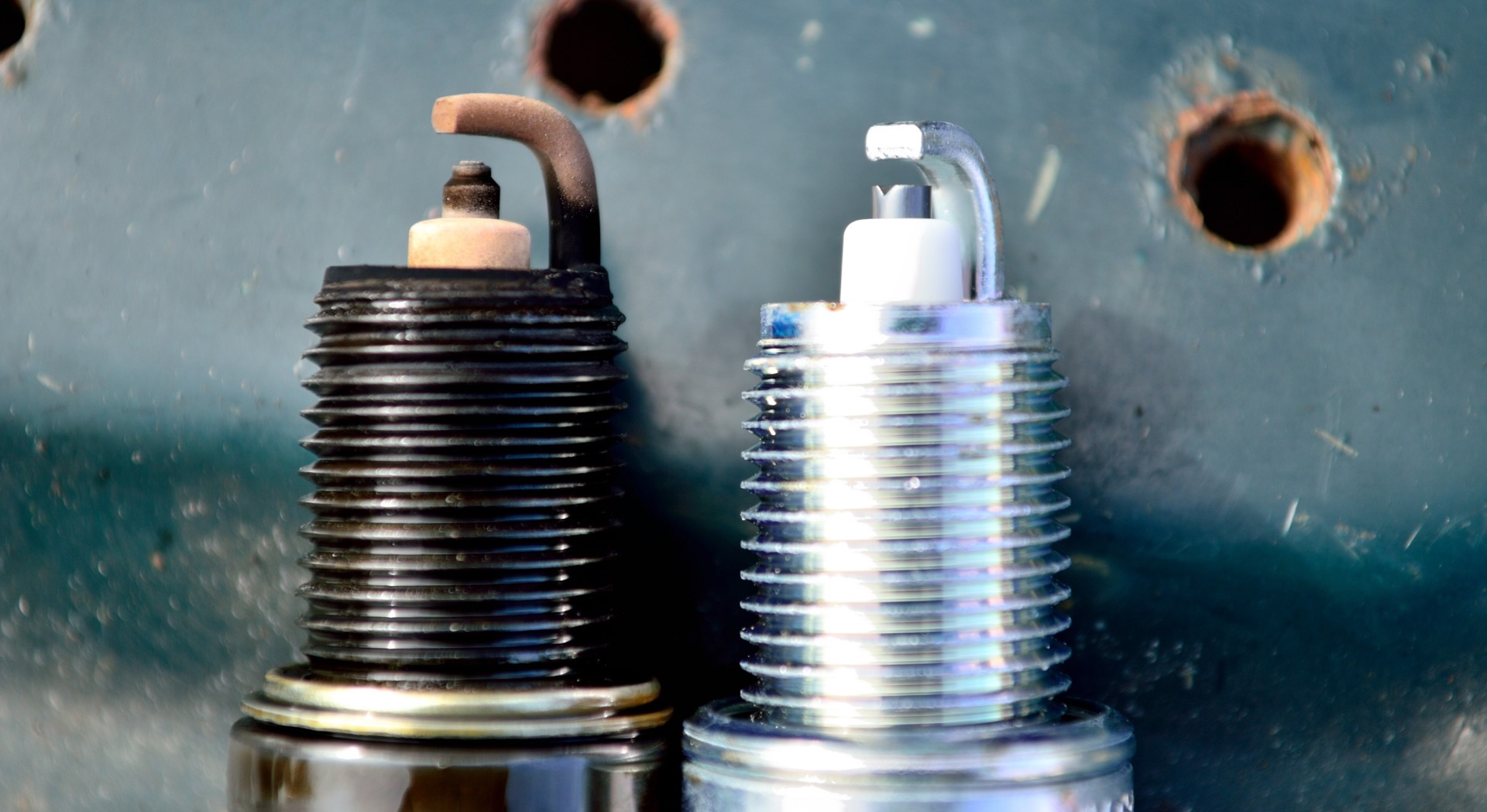 old and new spark plug