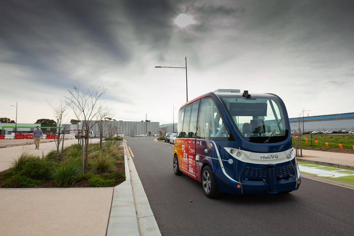 FLEX driverless bus at Flinders Tonsley