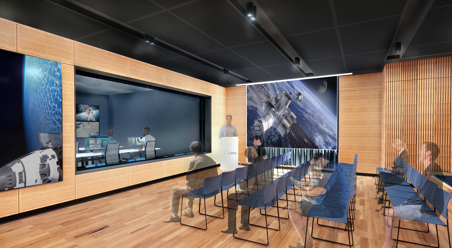 An artist's impression of Mission Control. Image: Australian Space Agency