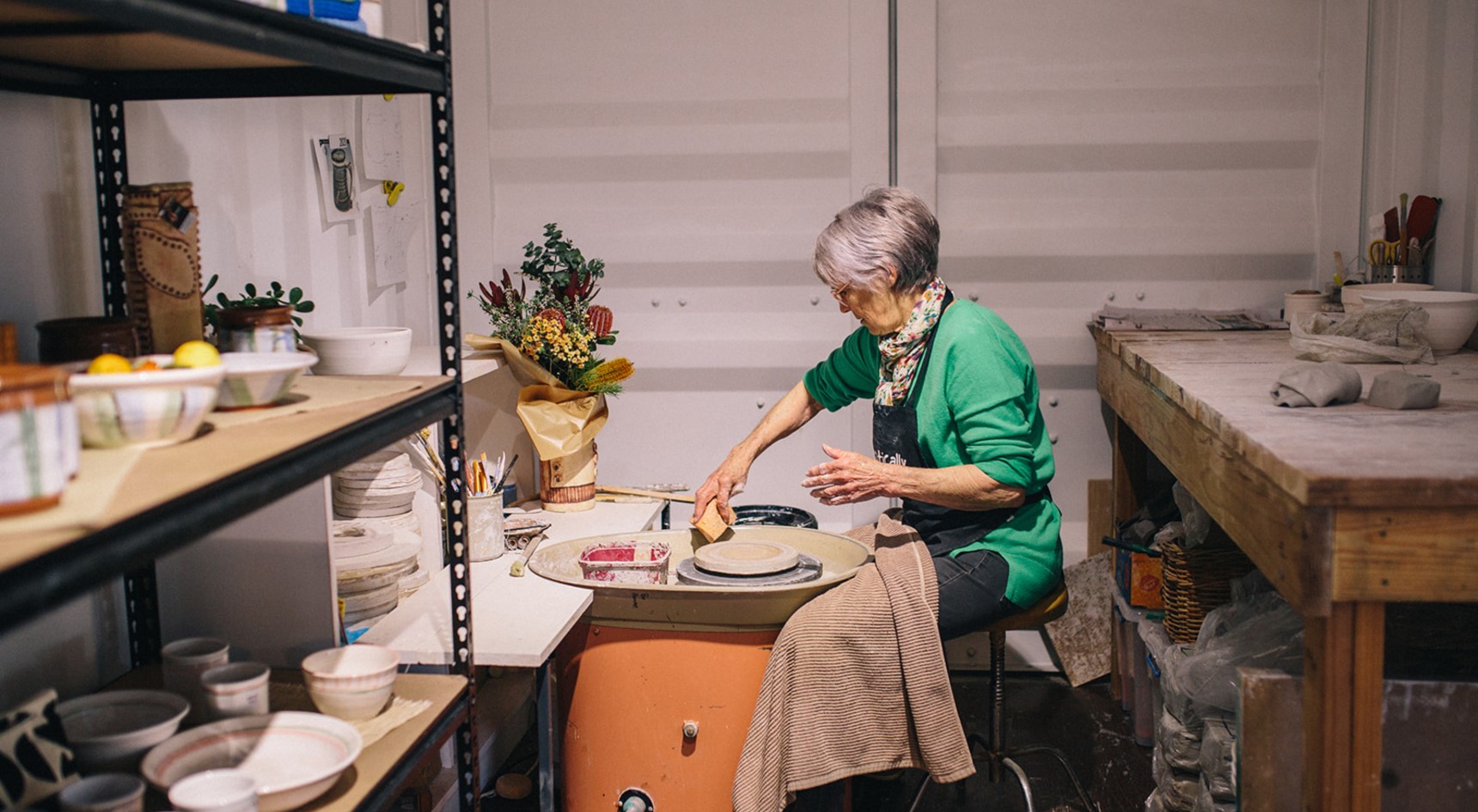 Pat Beinke making pottery. Image: Alysha Sparks Photography & Workshop26