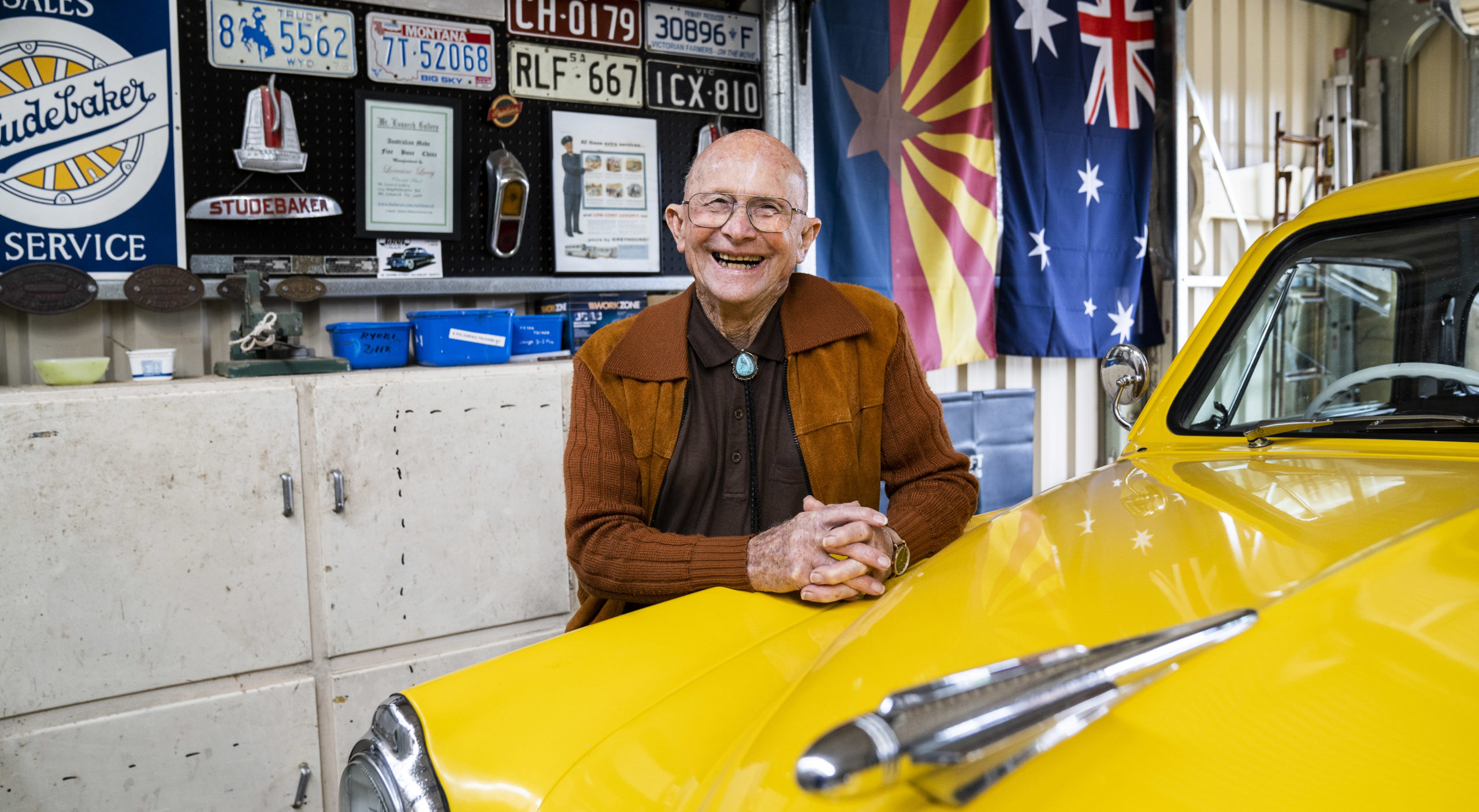 Peter Lucey and his beloved vintage car. Image: RAA/Ellen Morgan