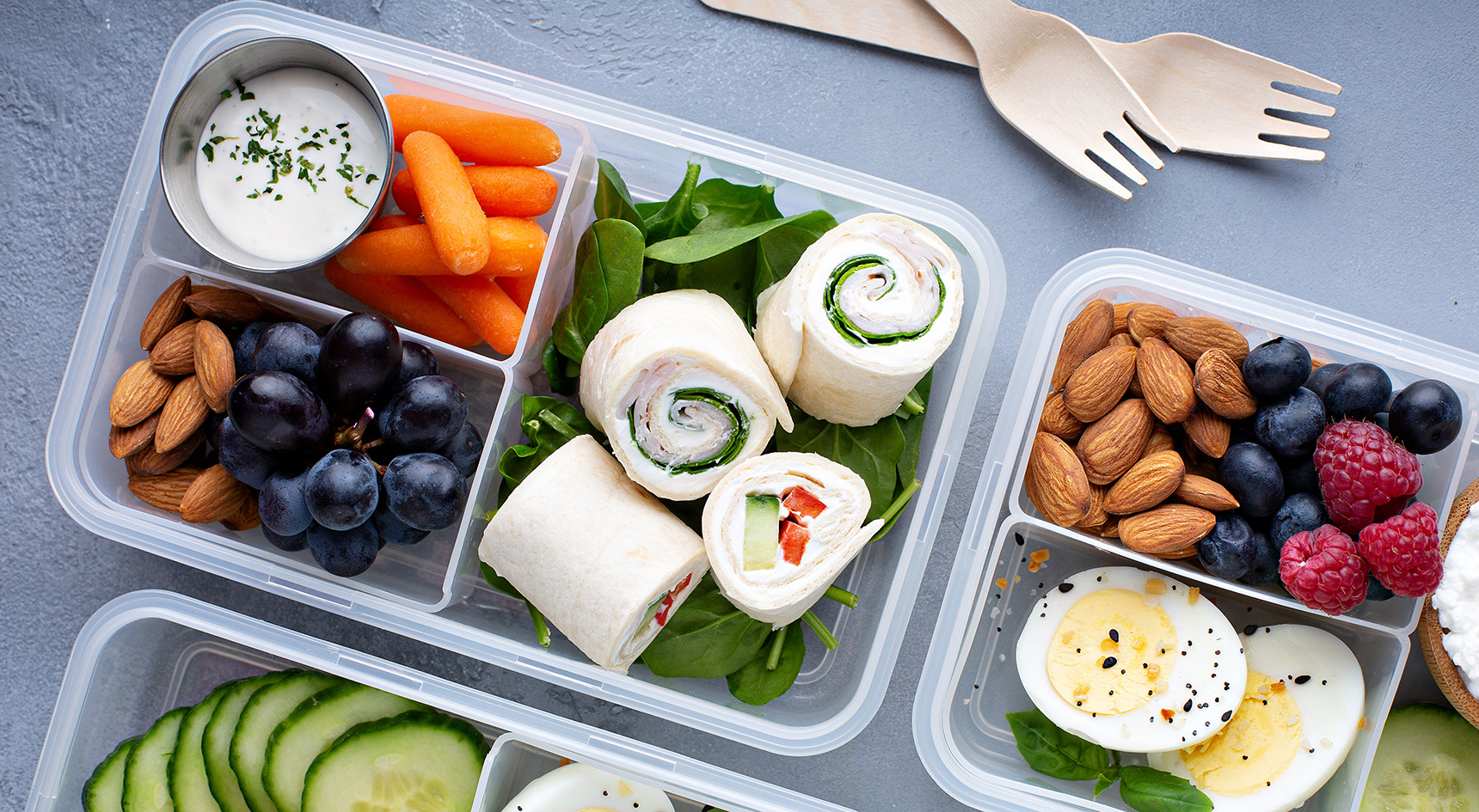 Bento box and reusable cutlery.