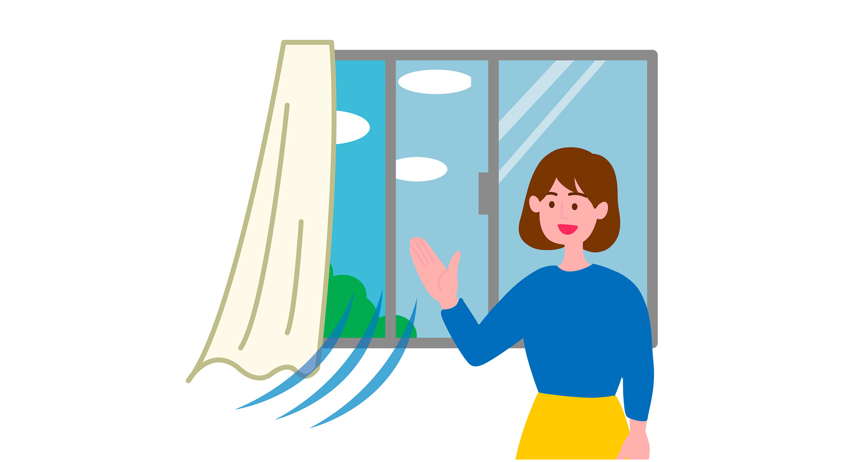 Illustration of woman opening window. Image: Getty.