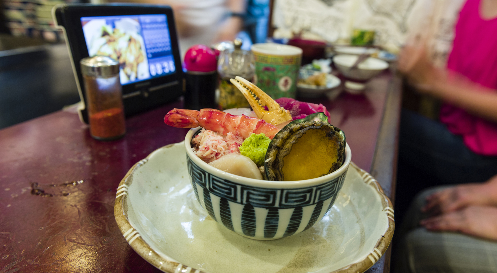 A bowl of sashimi at a restaurant near the Toyko fish markets.