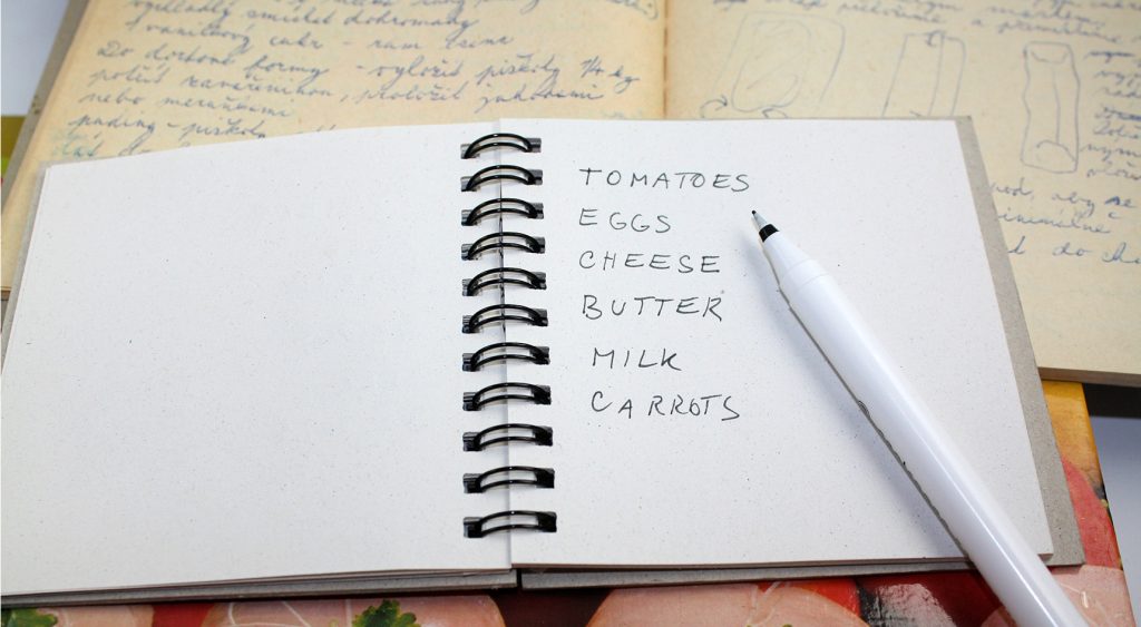 Picture of a hand-written shopping list