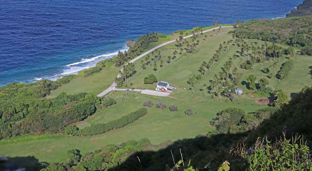 A landscape photo of the scenic Christmas Island Golf Course.