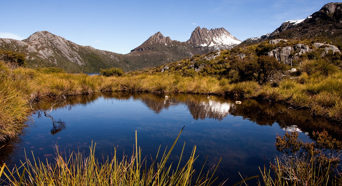 The snow-dusted spires of Cradle Mountain.