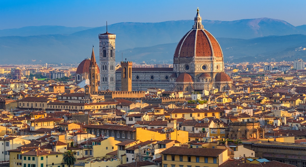 The orange domes of Cathedral Santa Maria del Fiore in Florence.