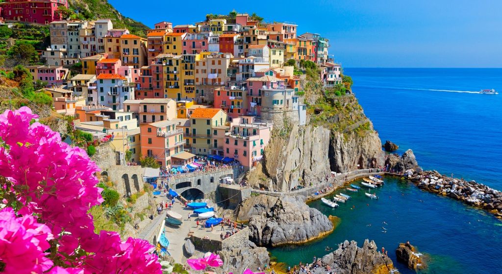 Beautiful view of coastal village of Manarola.