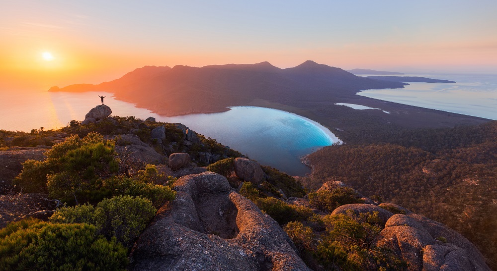 Sunrise at Wineglass Bay.