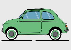 diagram of a green 1975 Fiat 500 car