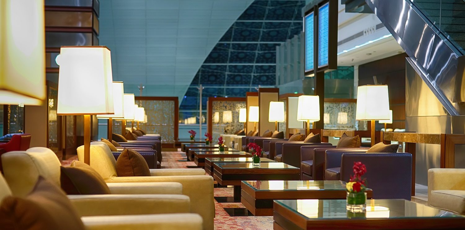 Dubai International Airport's business lounge.